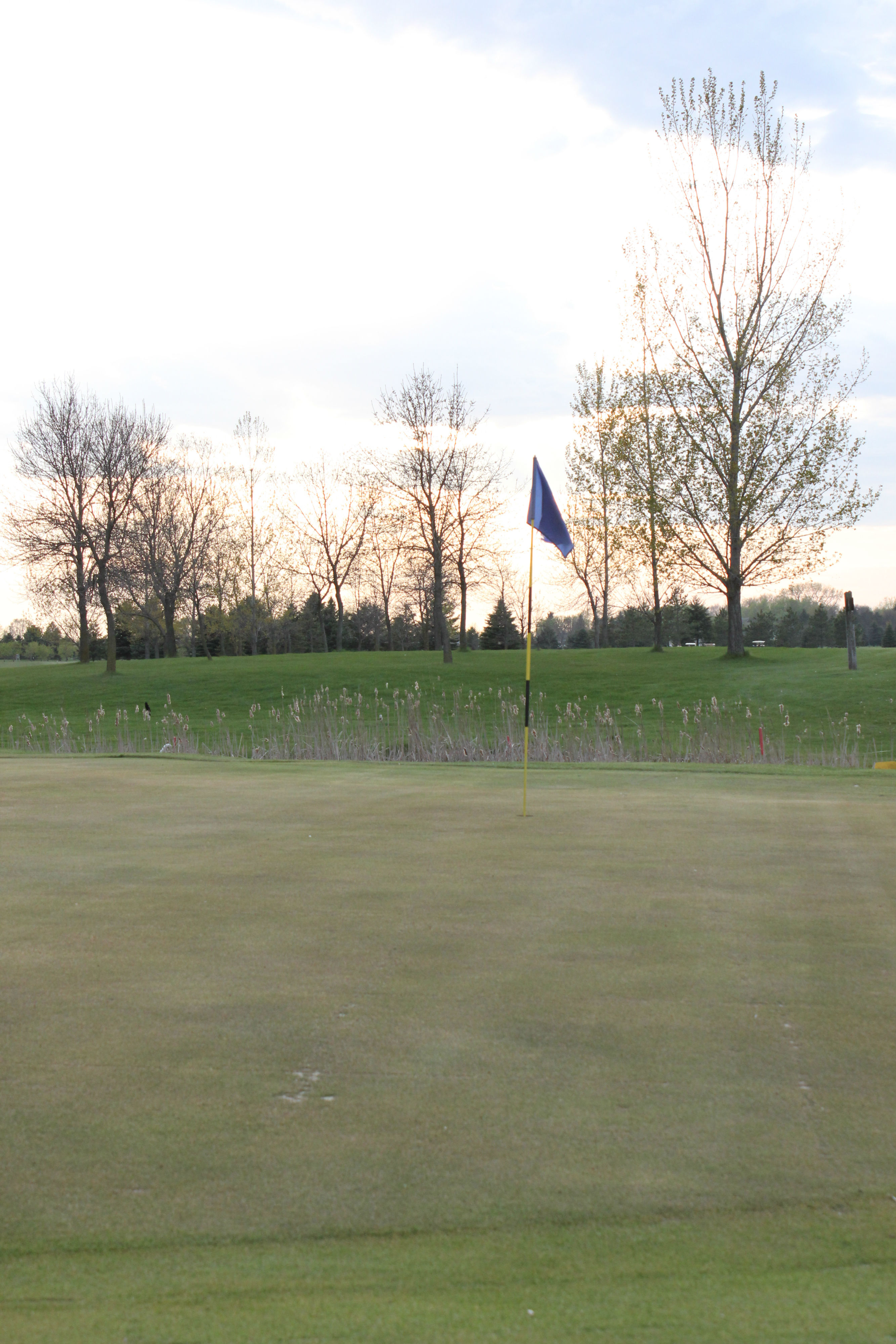Flag on a green at Prairie View Community Golf Course